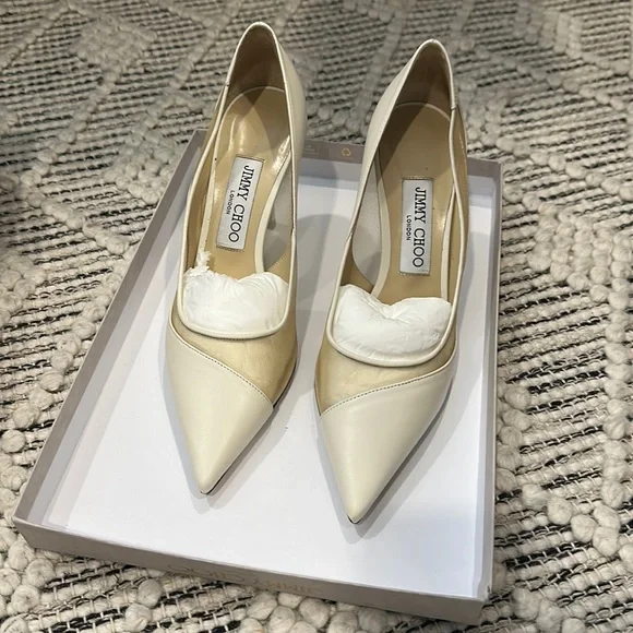 Jimmy Choo - Love 85 pump with mesh - latte / natural WORN ONCE (wedding photos) - Picture 1 of 11
